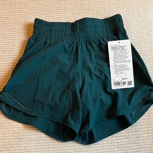 Lululemon Athletica Fast and Free 2 in 1  Teal Athletic Shorts